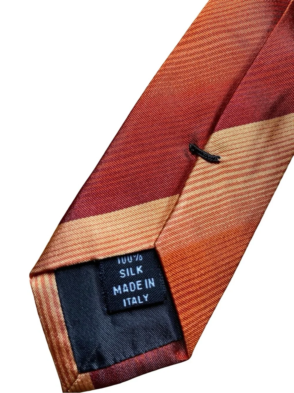 Cacharel Silk Tie Diagonal Striped Burgundy Rust Orange Peach Designer Necktie